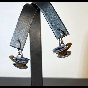 Far Fetched Coffee Mug Handmade Dangle Earrings